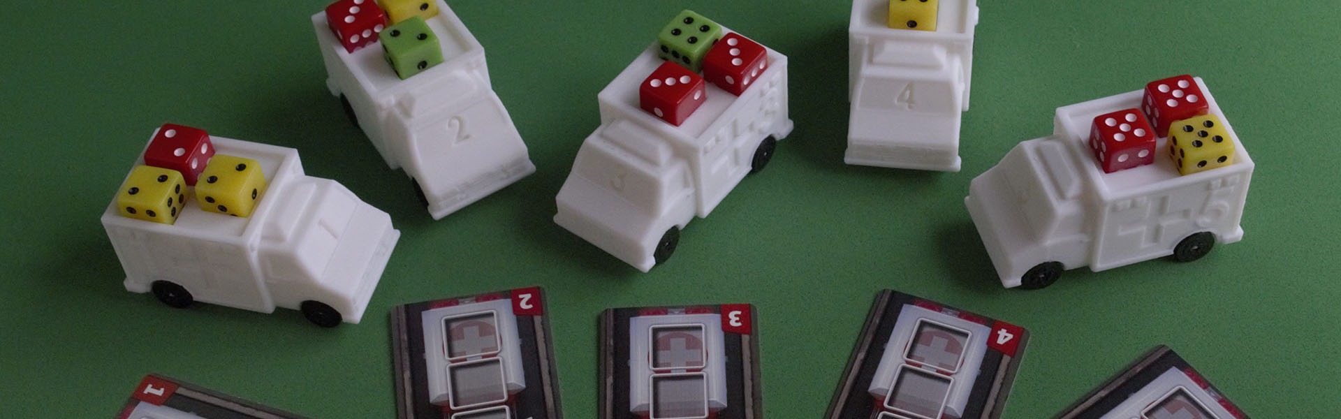Ambulancias en 3D para juego de mesa Dice Hospital